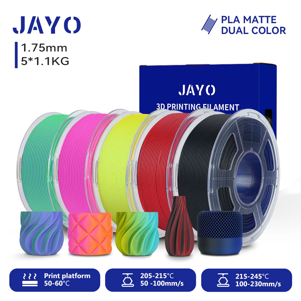 JAYO Dual Color Matte PLA 3D Printer Filament 1.75mm, Matte Yellow-Red PLA 1.1kg Spool (2.4lbs), Dimensional Accuracy +/- 0.02 mm - Image 10