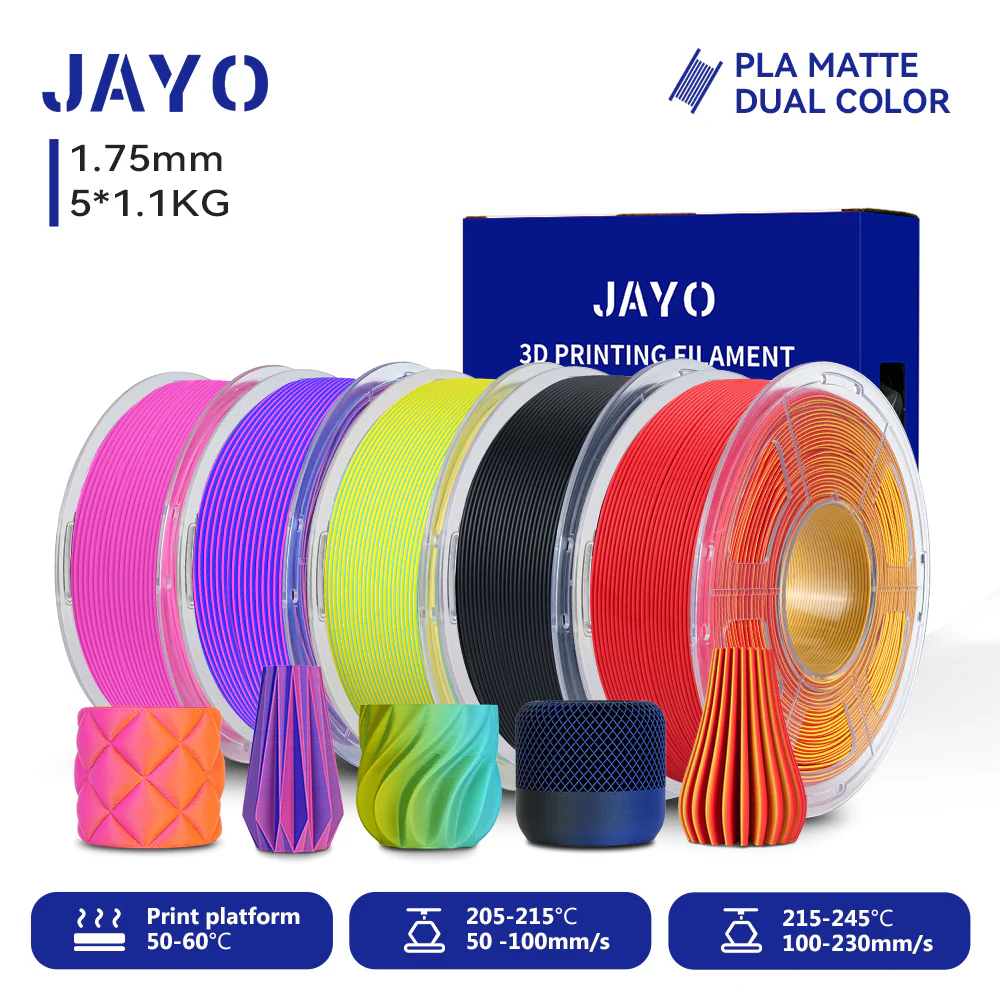 JAYO Dual Color Matte PLA 3D Printer Filament 1.75mm, Matte Yellow-Red PLA 1.1kg Spool (2.4lbs), Dimensional Accuracy +/- 0.02 mm - Image 11