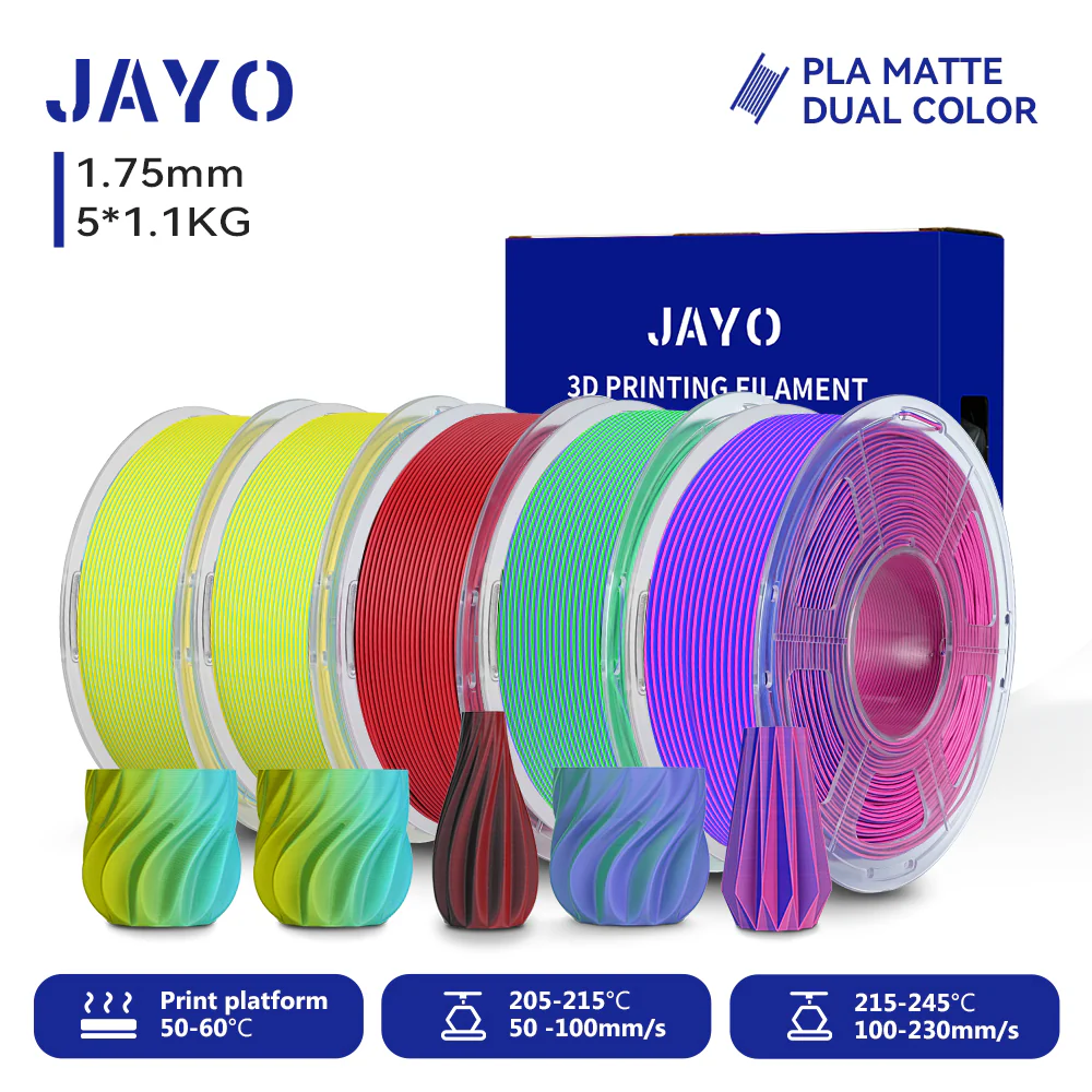 JAYO Dual Color Matte PLA 3D Printer Filament 1.75mm, Matte Yellow-Red PLA 1.1kg Spool (2.4lbs), Dimensional Accuracy +/- 0.02 mm - Image 3