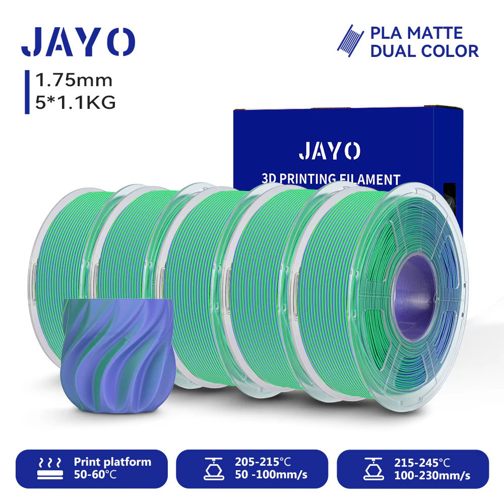 JAYO Dual Color Matte PLA 3D Printer Filament 1.75mm, Matte Yellow-Red PLA 1.1kg Spool (2.4lbs), Dimensional Accuracy +/- 0.02 mm - Image 6