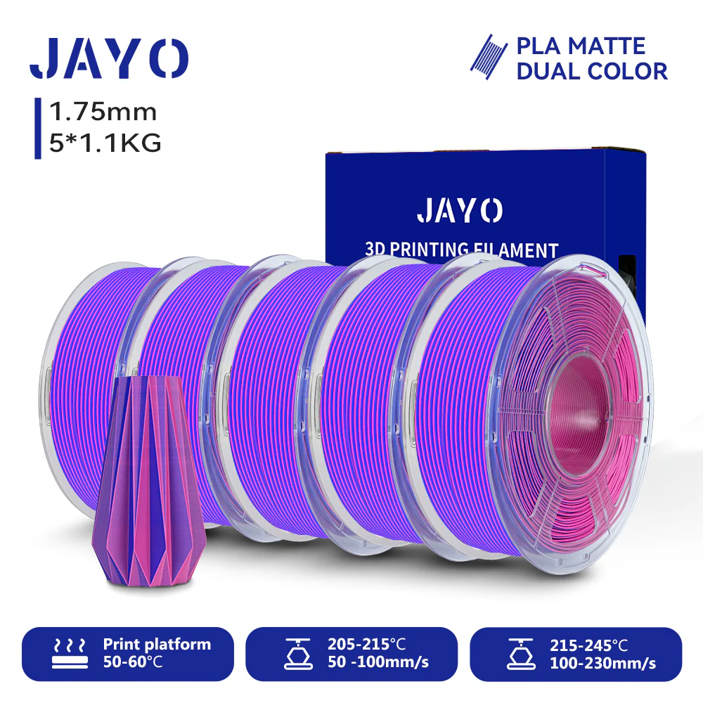 JAYO Dual Color Matte PLA 3D Printer Filament 1.75mm, Matte Yellow-Red PLA 1.1kg Spool (2.4lbs), Dimensional Accuracy +/- 0.02 mm - Image 7