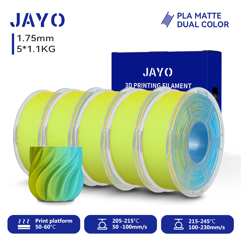 JAYO Dual Color Matte PLA 3D Printer Filament 1.75mm, Matte Yellow-Red PLA 1.1kg Spool (2.4lbs), Dimensional Accuracy +/- 0.02 mm - Image 9