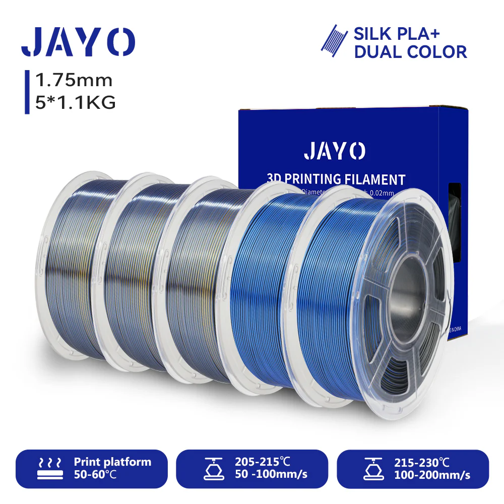 JAYO 3D Silk Pla Plus/ Dual/Triple Colors SILK 3D Printer Filament 1.75mm SILK Rabinbow 1.1kg/roll 3D Printing Materials 5 Rolls - Image 12