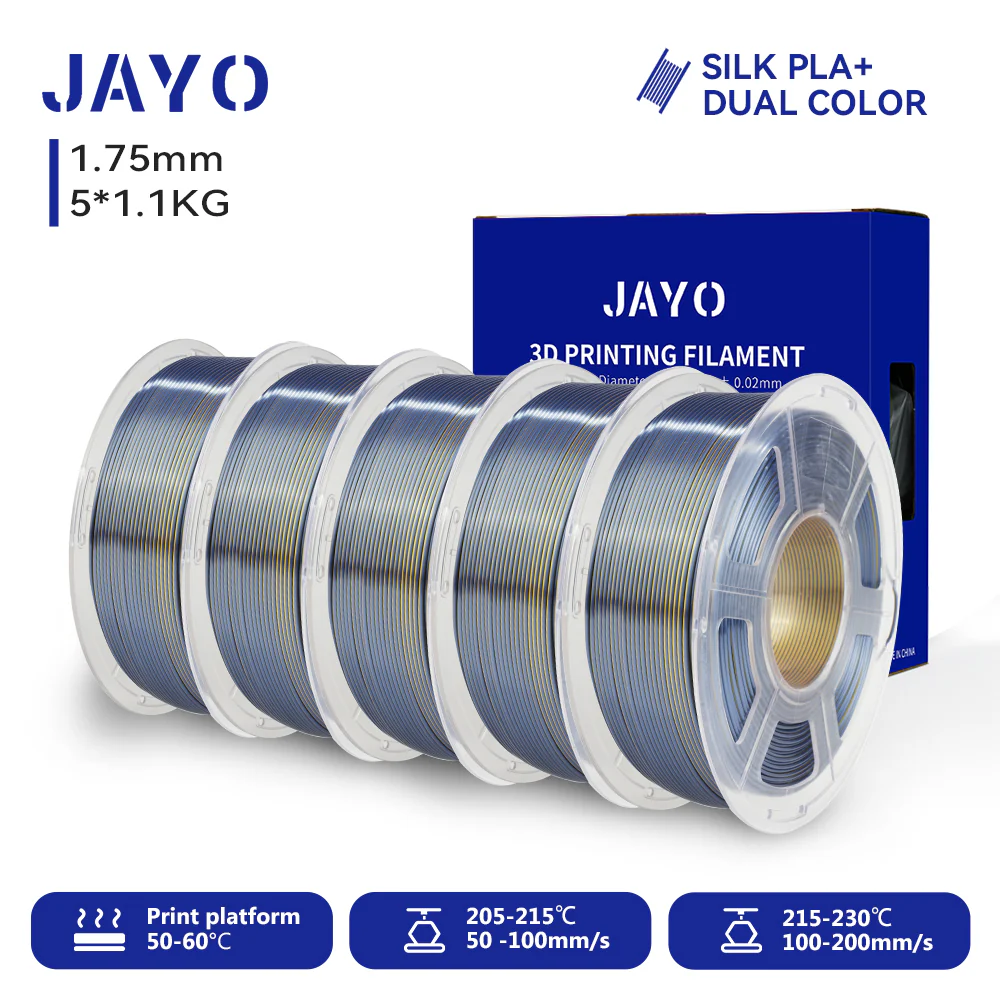 JAYO 3D Silk Pla Plus/ Dual/Triple Colors SILK 3D Printer Filament 1.75mm SILK Rabinbow 1.1kg/roll 3D Printing Materials 5 Rolls - Image 16