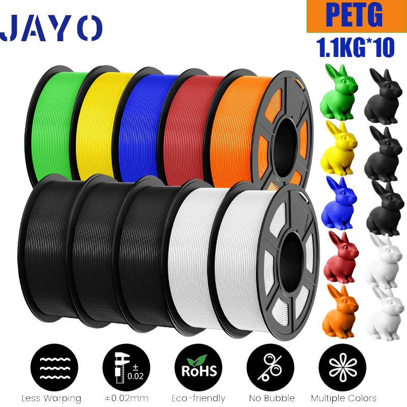 JAYO 5/10 Rolls PETG/PETG Clear 3D Printer Filament 1.75 ±0.02mm 1.1kg/roll High Toughness Neatly Wound Filament Fit Most FDM Printer - Image 35