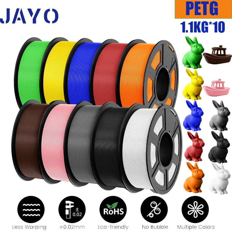 JAYO 5/10 Rolls PETG/PETG Clear 3D Printer Filament 1.75 ±0.02mm 1.1kg/roll High Toughness Neatly Wound Filament Fit Most FDM Printer - Image 38