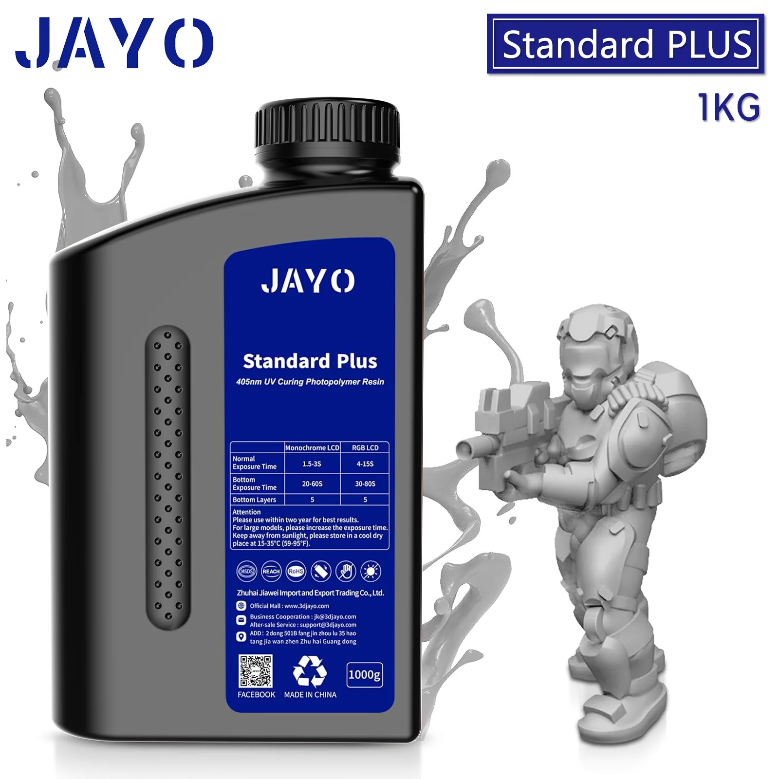 JAYO Standard PLUS Resin 1KG 3D Printing Photopolymer Resin - Image 8