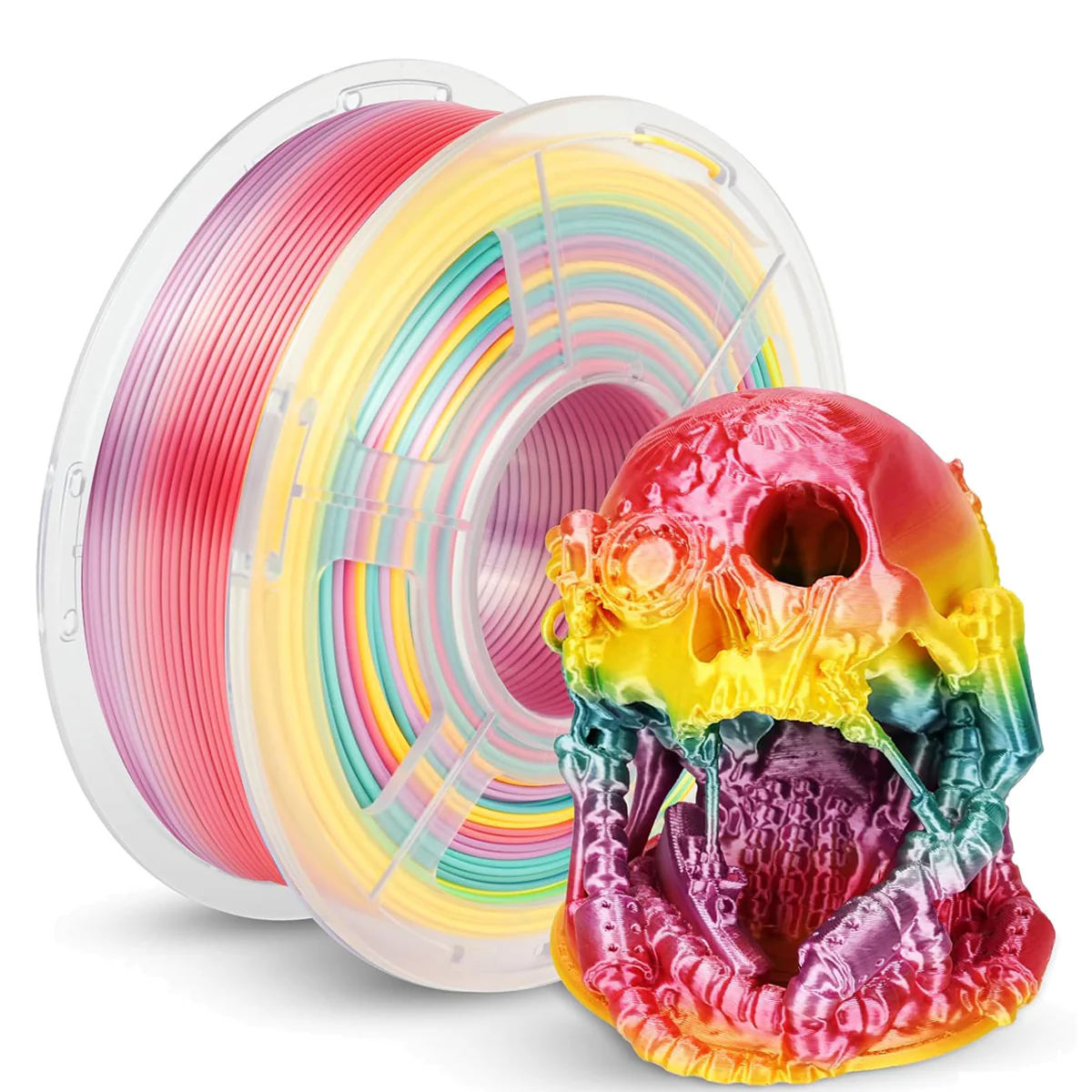[MOQ:5 rolls] JAYO Silk PLA Rainbow 1.1KG 3D Filament For FDM Neatly Wound 3D Printing Material