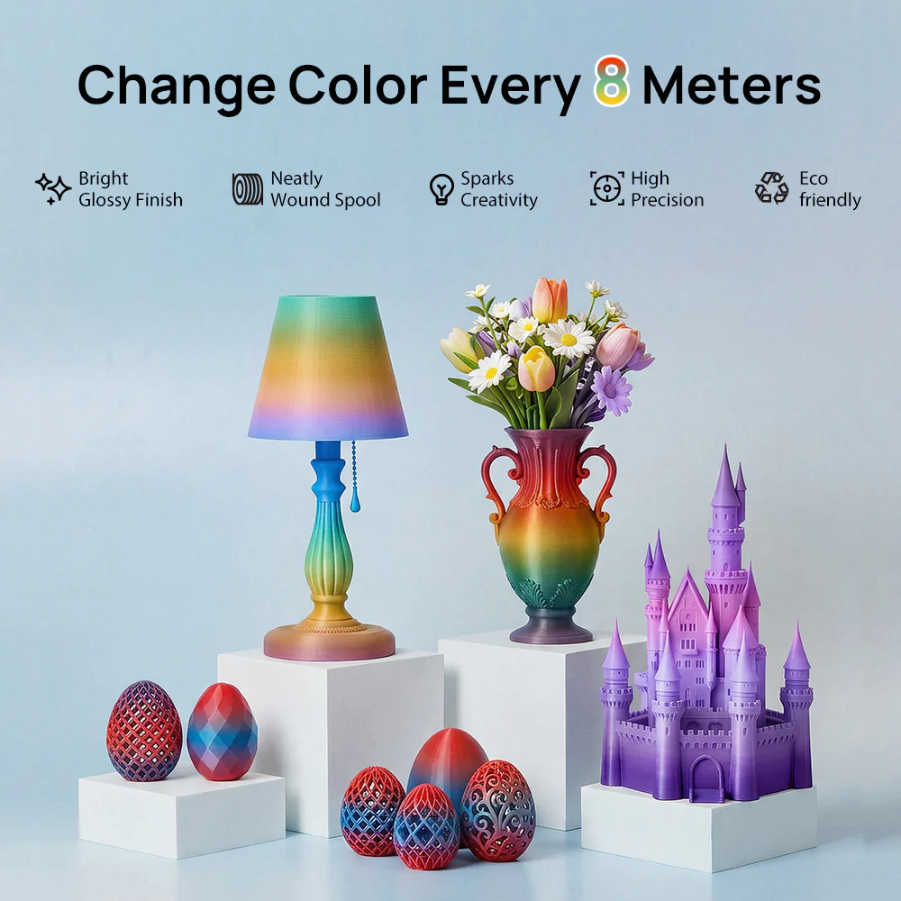 [Reusable Spool] JAYO PLA Rainbow 1.1KG 3D Filament For FDM Neatly Wound 3D Printing Material - Image 2