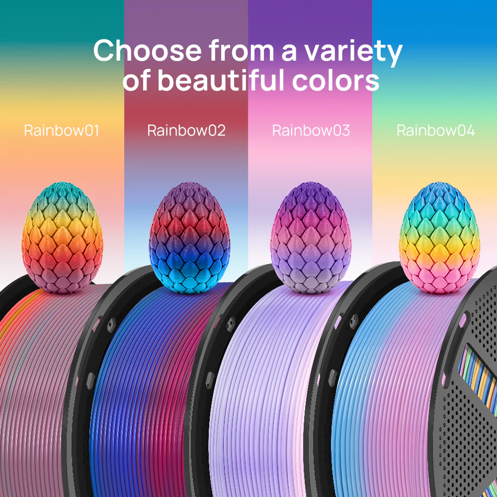 [Reusable Spool] JAYO PLA Rainbow 1.1KG 3D Filament For FDM Neatly Wound 3D Printing Material - Image 3