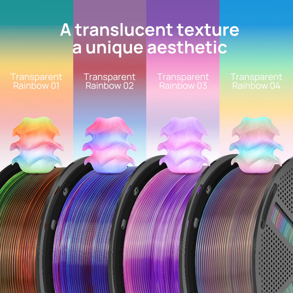 [Reusable Spool] JAYO PLA Rainbow 1.1KG 3D Filament For FDM Neatly Wound 3D Printing Material - Image 4