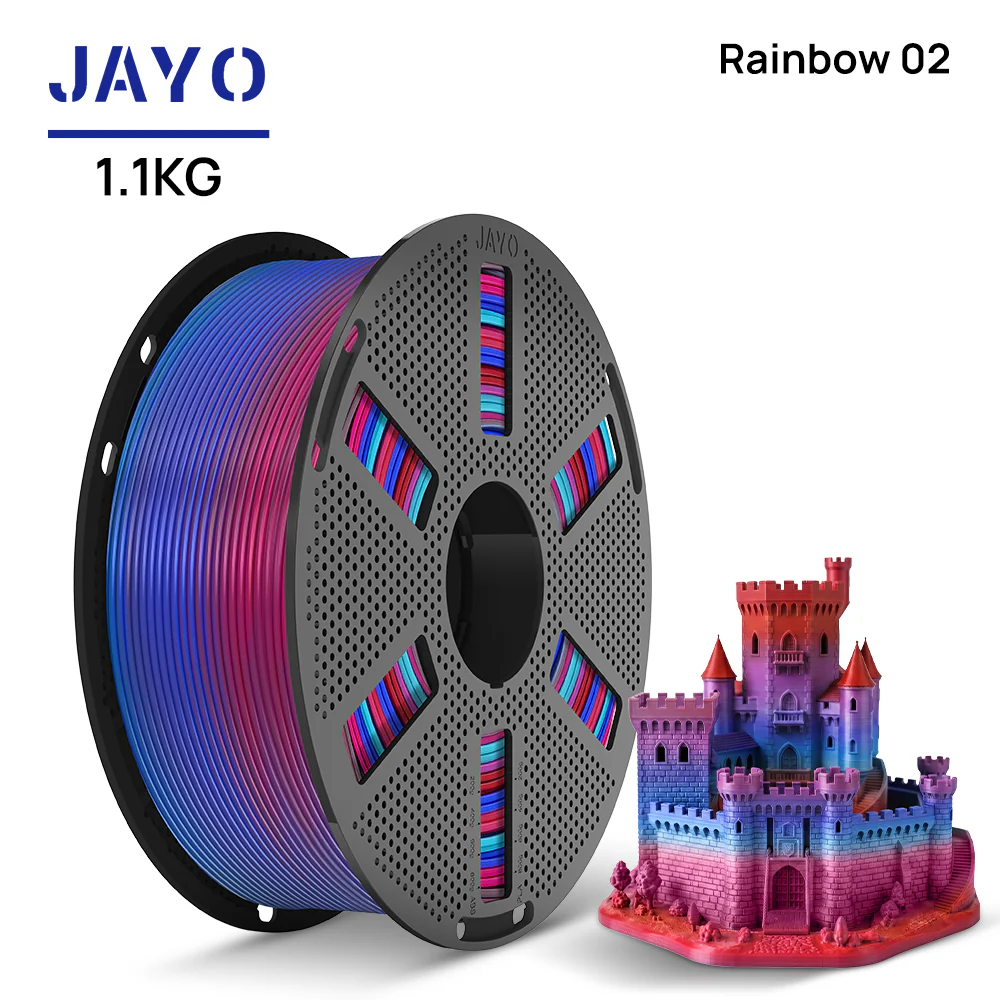 [Reusable Spool] JAYO PLA Rainbow 1.1KG 3D Filament For FDM Neatly Wound 3D Printing Material - Image 6