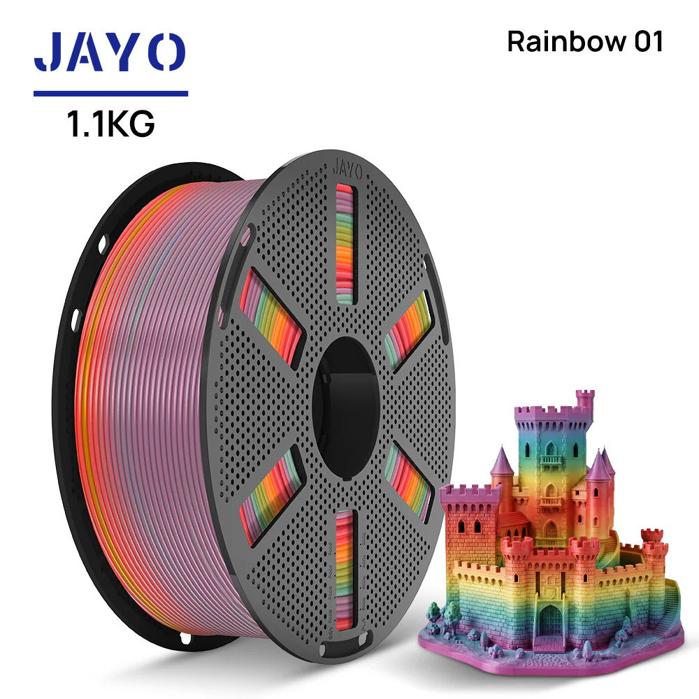 [Reusable Spool] JAYO PLA Rainbow 1.1KG 3D Filament For FDM Neatly Wound 3D Printing Material - Image 7