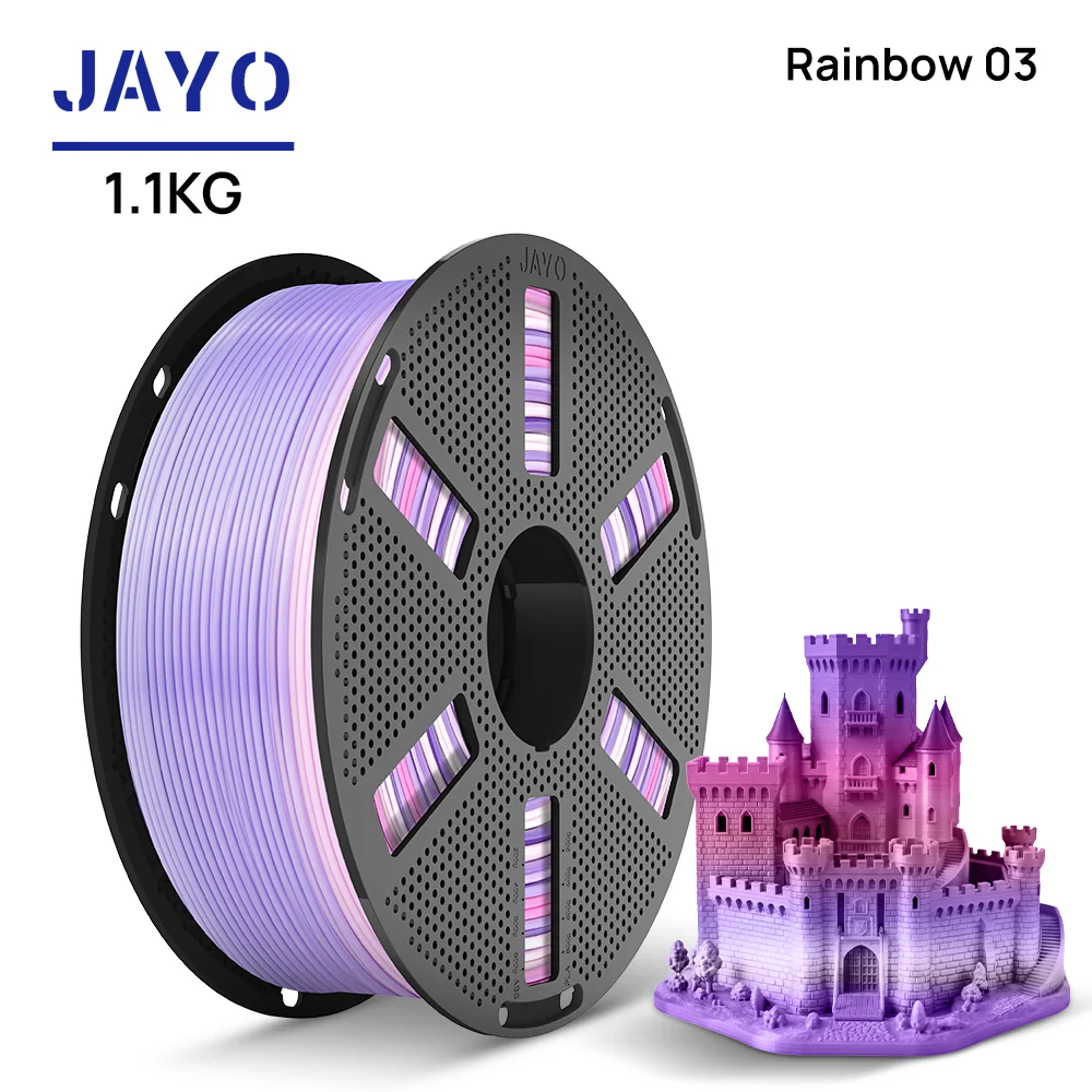 [Reusable Spool] JAYO PLA Rainbow 1.1KG 3D Filament For FDM Neatly Wound 3D Printing Material - Image 8
