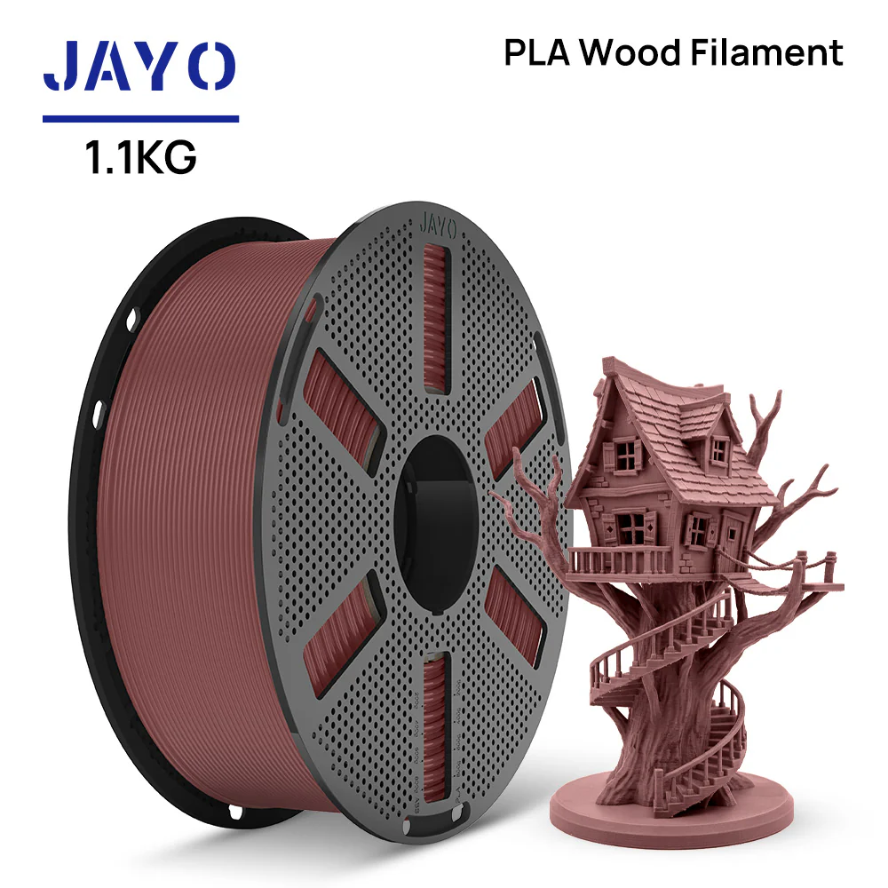 [Reusable Spool]JAYO 3D Wood PLA Printer Filament 1.75mm 1.1KG 15% Real Wood Fibers Dimensional Accuracy +/- 0.02mm Fits Most FDM 3D Printers